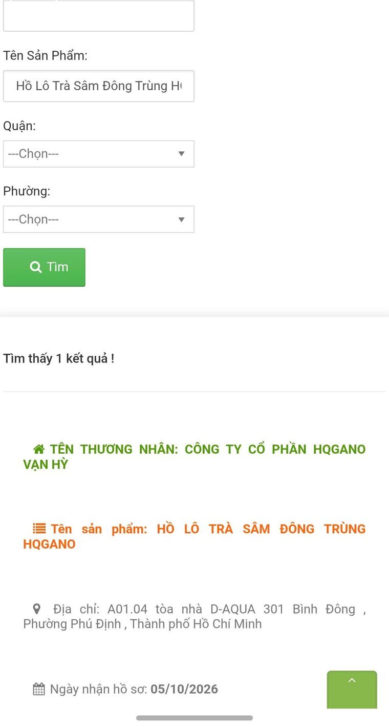 ✅ Công bố sản phẩm trên Cổng Sở An Toàn Thực Phẩm TP.HCM